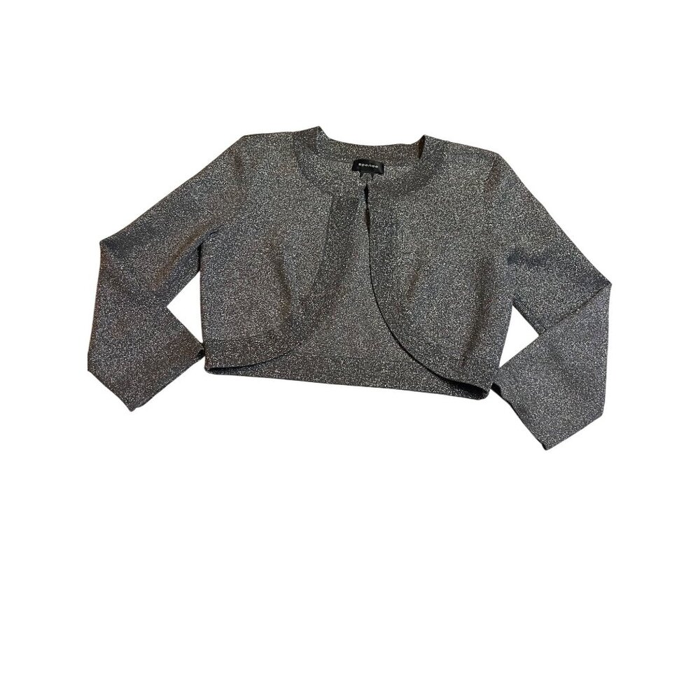 Spense Womens silk blend S 3/4 sleeve  silver Metallic Cropped sweater Jacket